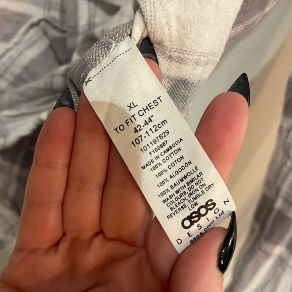 ASOS Gray and White Checkered Button-Down Shirt - Picture 4 of 4